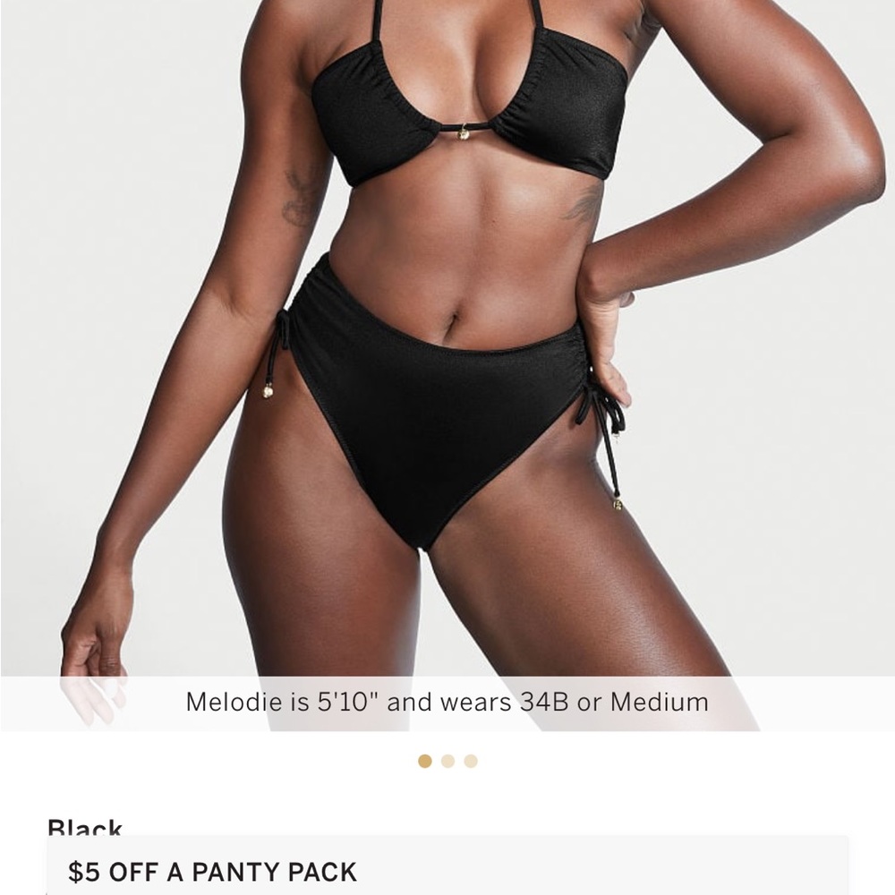 Victoria’s Secret Ruched High Waist Cheeky bikini bottom - M Black